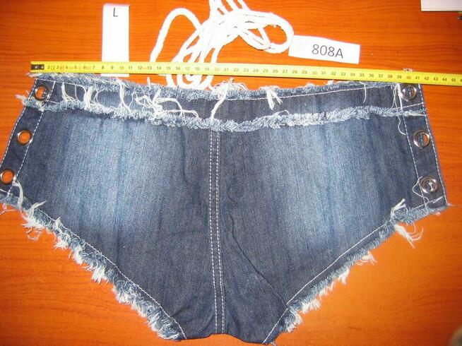 Spodenki Szorty Jeans Damskie Krótkie na Lato Wiązane L