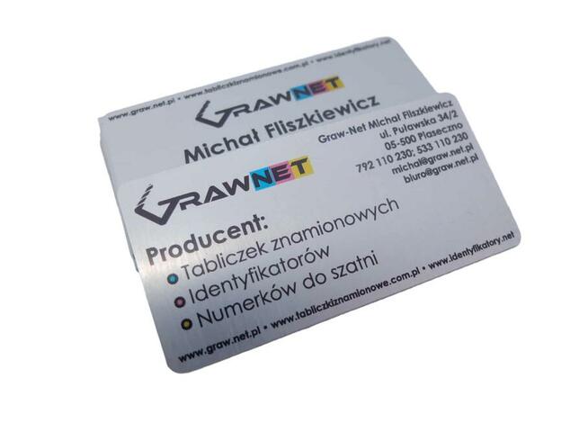 Wizytówki firmowe z aluminium z nadrukiem 100 sztuk