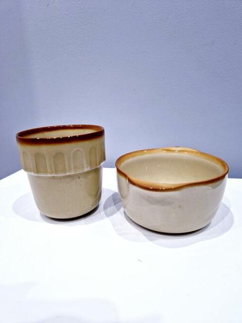 Stary ceramiczny zestaw śniadaniowy Tułowice