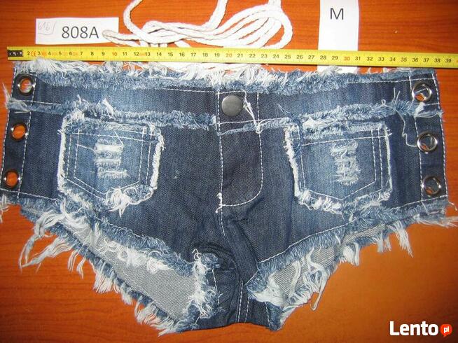 Spodenki Szorty Jeans Damskie Krótkie na Lato Wiązane L