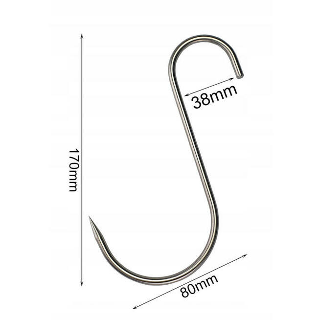 Hak Wędzarniczy Do Mięs, Szynek GRUBY S17/5mm INOX 5 sztuk