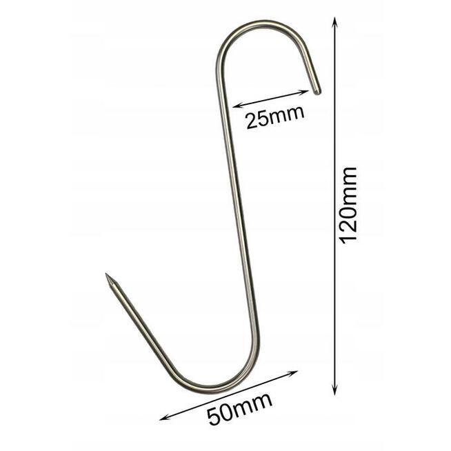 Hak Wędzarniczy Do Mięs i Wędlin S12/3mm INOX