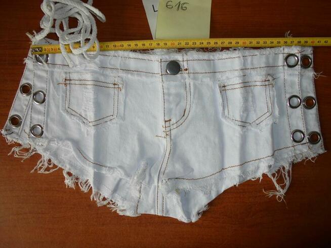 Białe Szorty Spodenki Damskie Krótkie Sznurowane M Jeans