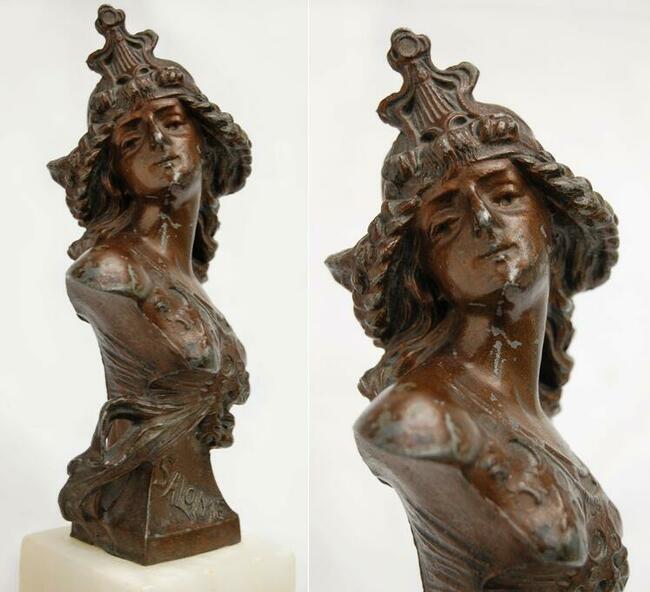 Salome rzeźba stylizowana na brąz, marmur, Francja vintage