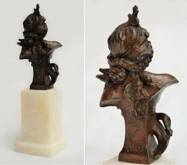 Salome rzeźba stylizowana na brąz, marmur, Francja vintage