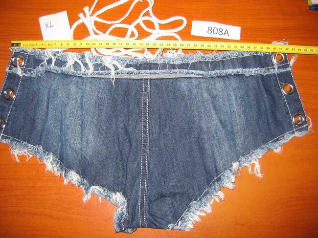 Spodenki Dżinsowe Damskie Szorty Krótkie Wiązane Sexy XL
