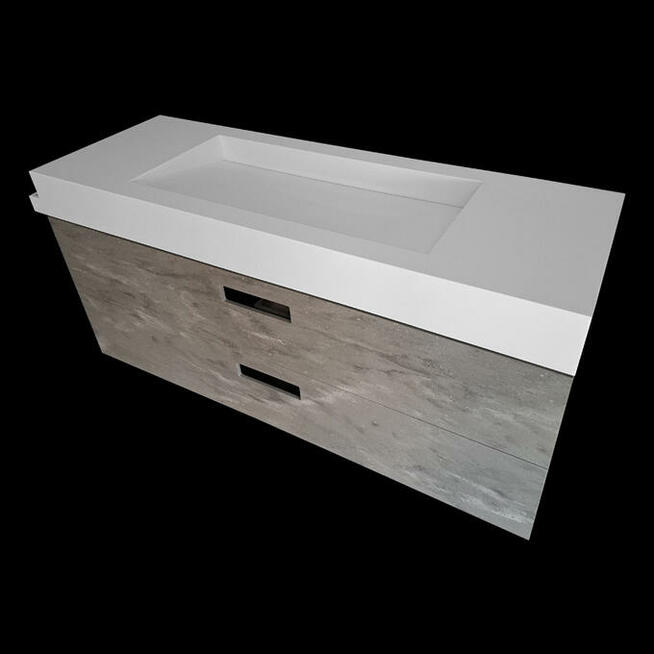 Szafka łazienkowa z umywalką zintegrowaną z blatem