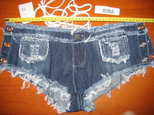 Spodenki Dżinsowe Damskie Szorty Krótkie Wiązane Sexy XL