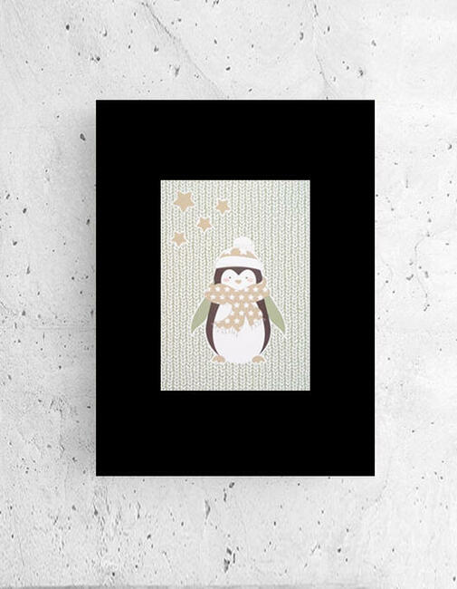 pingwin plakat skandynawski, obrazek z pingwinkiem A4