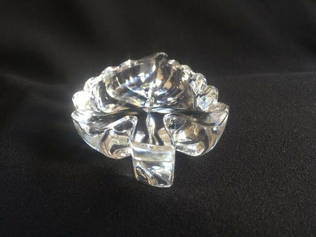 Szklany liść patera szklana na biżuterię