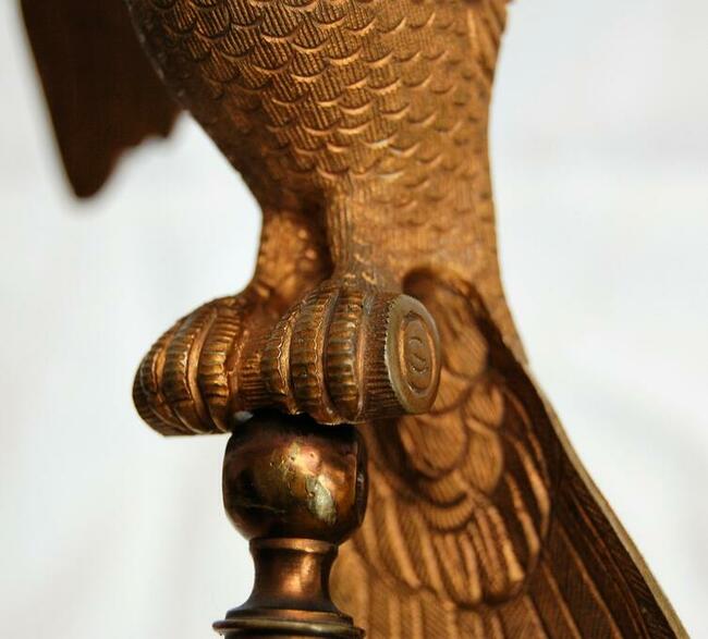 Papuga, ptak, rzeźba, mosiądz, marmur, Francja, vintage