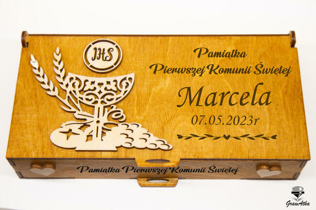 PUDEŁKO Pamiątka Pierwszej KOMUNII ŚW Życzenia