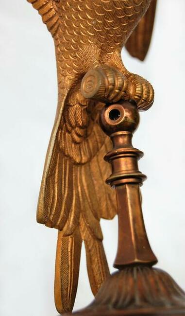 Papuga, ptak, rzeźba, mosiądz, marmur, Francja, vintage