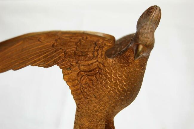 Papuga, ptak, rzeźba, mosiądz, marmur, Francja, vintage