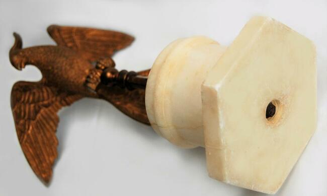 Papuga, ptak, rzeźba, mosiądz, marmur, Francja, vintage