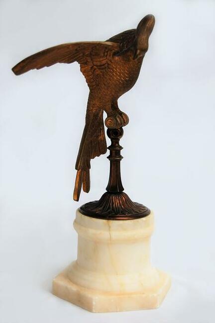 Papuga, ptak, rzeźba, mosiądz, marmur, Francja, vintage