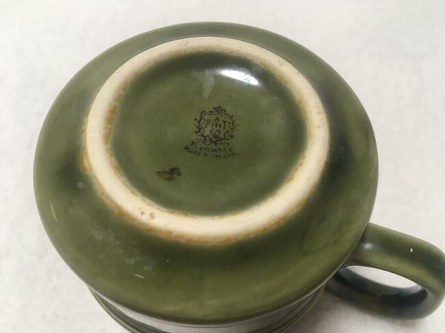 PRL filiżanka zielona Tułowice porcelit