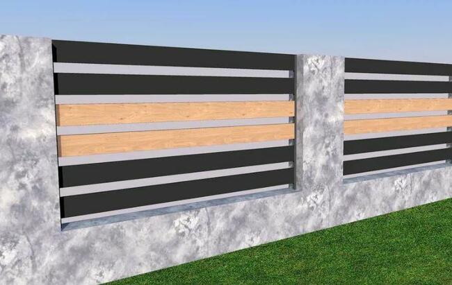 Metalowe przęsło ogrodzeniowe nowoczesne stalowe belki