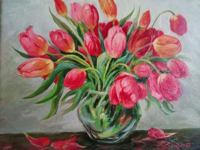 tulipany - obraz olejny