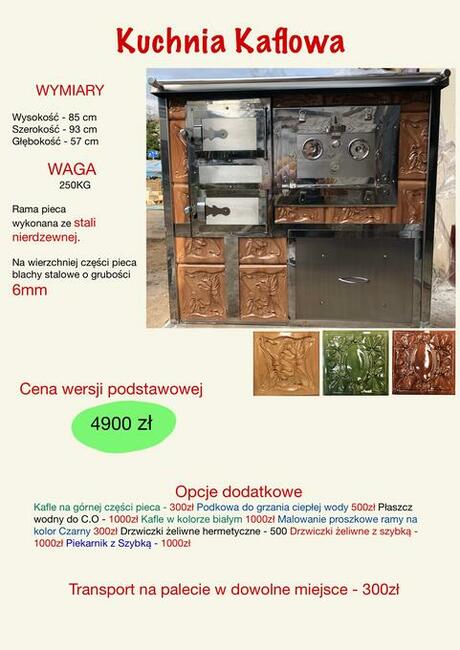 Kuchnia kaflowa, piec kaflowy, koza, zdun, westfalka