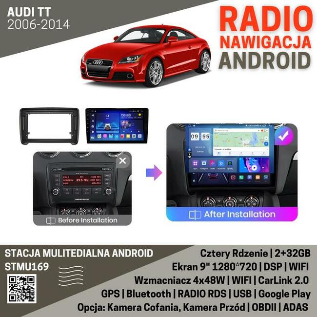 RADIO AUDI TT 06-14 9 1280*720 QUAD CORE 2+32GB