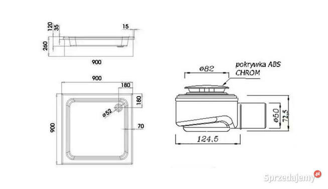 Brodzik 90x90 cm SCHEDPOL Grawello 3.012