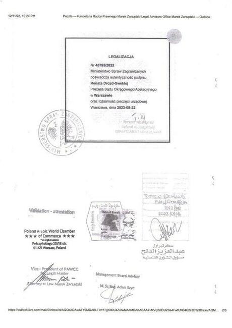 Legalizacja Dokumentow na Kraje Arabskie - PAWCC.