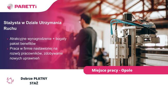 Staż w dziale utrzymania ruchu