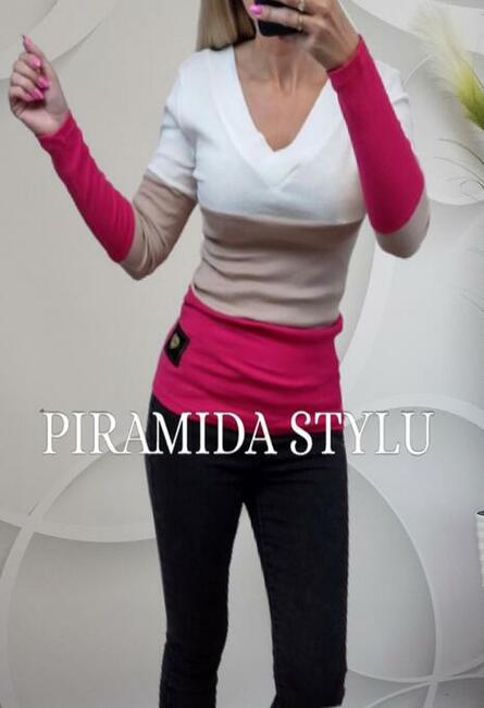 Bluzka prążek dekolt V różne kolorki