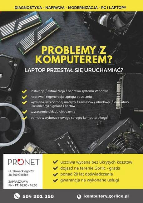 Serwis naprawa laptopów - komputerów PC, krótkie terminy!