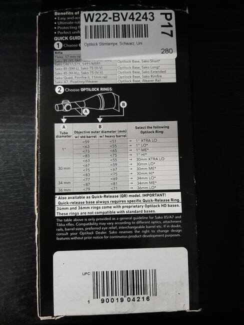 Obejma, montaż lunety Optilock Ring Medium