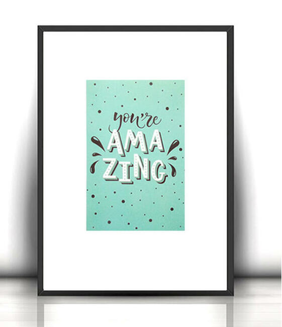mały plakat z napisami, miętowy plakat A4