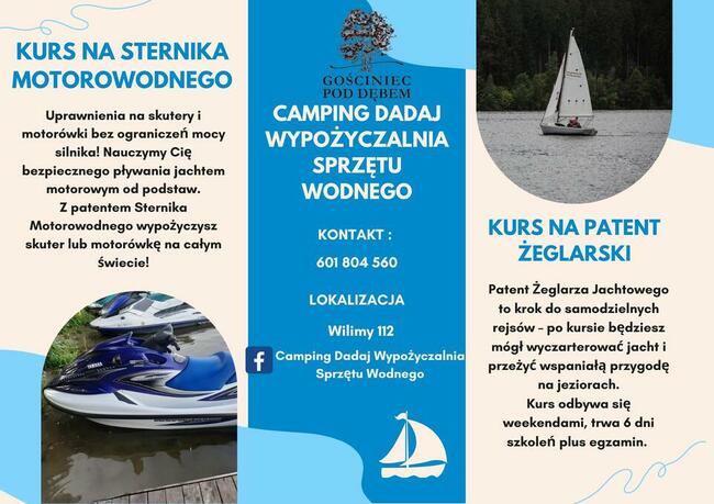 Kurs na sternika motorowodnego oraz Kurs na patent żeglarski