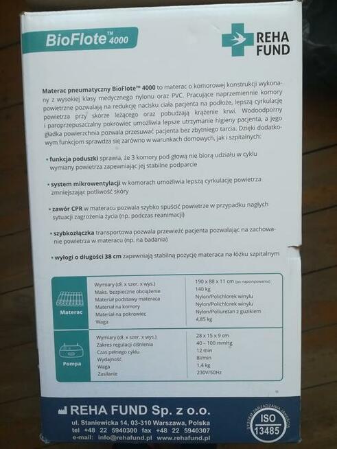 Materac przeciwodleżynowy pneumatyczny z kompresorem
