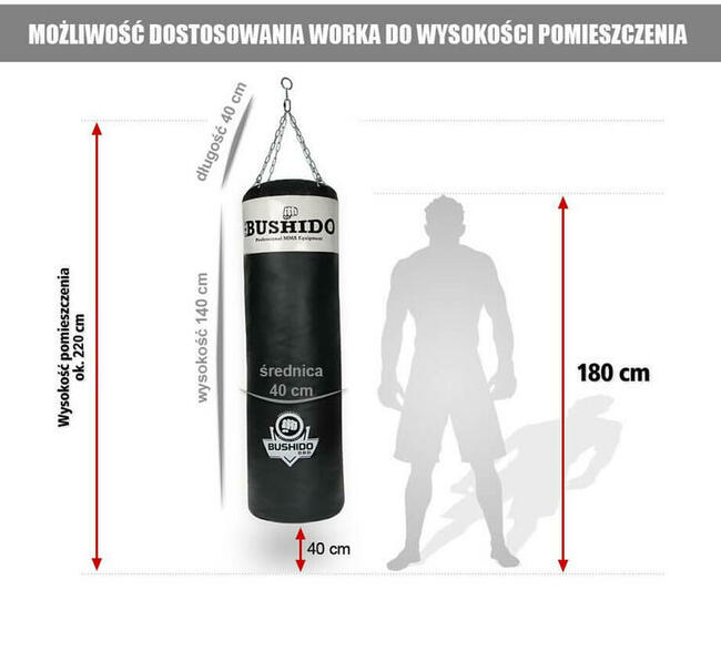 WOREK160 cm / 50 kg - WOREK TRENINGOWY BOKSERSKI DBX BUSHIDO