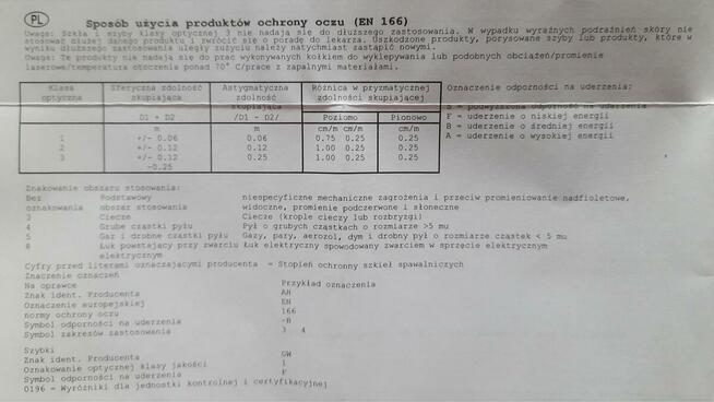 Okulary ochronne przeciw odpryskowe Żółte