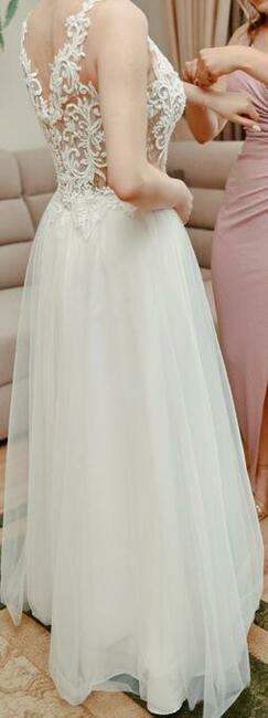 Suknia ślubna rozmiar S/M + welon, etola i koło w zestawie