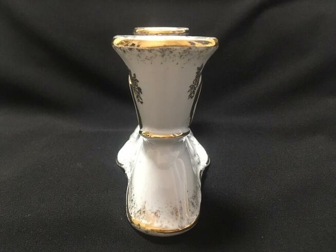 PRL świecznik Chodzież biało złoty