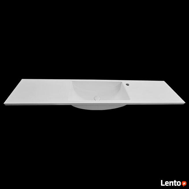 Umywalka łazienkowa z zaoblonym dnem, zintegrowana z blatem