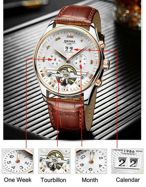 Nowy Zegarek Męski Mechaniczny Automatyczny Wodoodporny Data