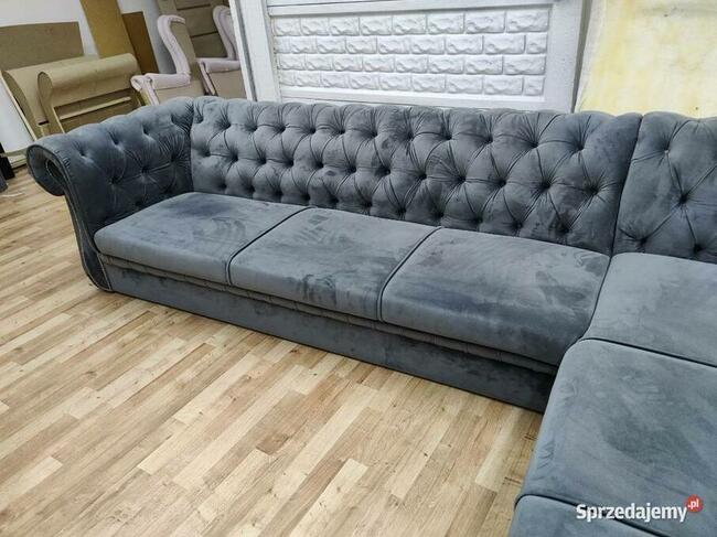 Narożnik glamour 220x300 chesterfield głeboki pik