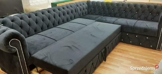 Narożnik glamour 220x300 chesterfield głeboki pik