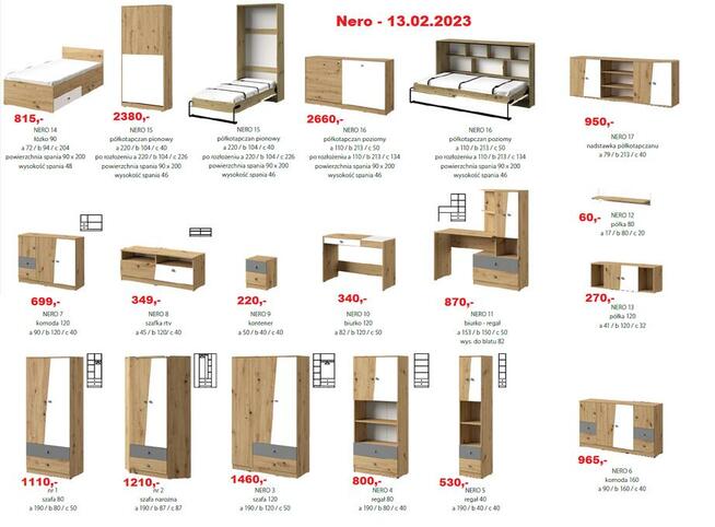 Meble młodzieżowe NERO - Połysk lub mat