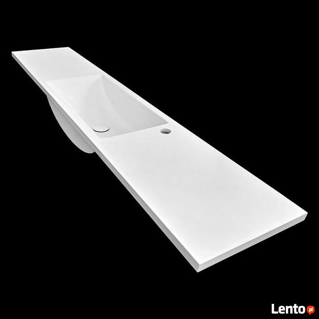 Umywalka łazienkowa z zaoblonym dnem, zintegrowana z blatem