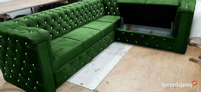 Narożnik glamour 220x300 chesterfield głeboki pik