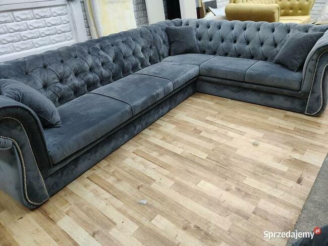 Narożnik glamour 220x300 chesterfield głeboki pik