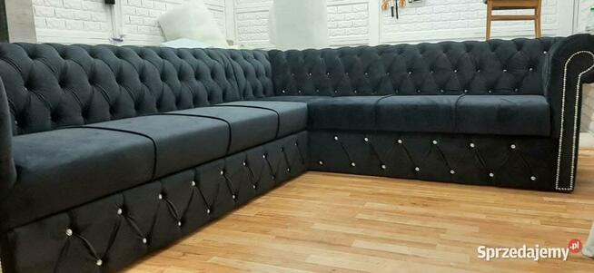 Narożnik glamour 220x300 chesterfield głeboki pik