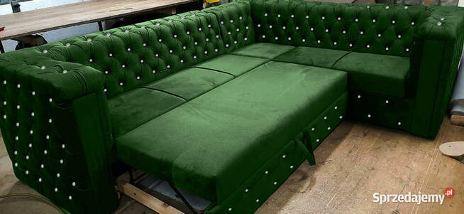 Narożnik glamour 220x300 chesterfield głeboki pik