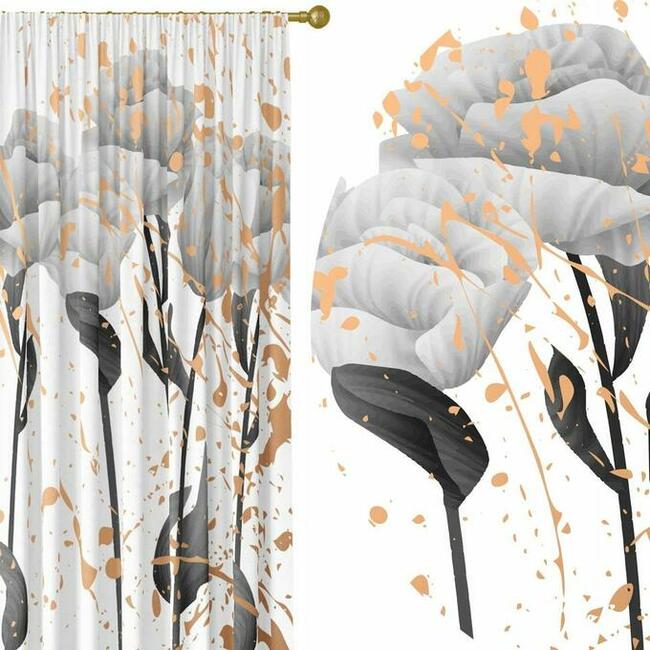 Nowe Gotowe Zasłony Na Żabki 250x140 cm / Okno / Kwiaty