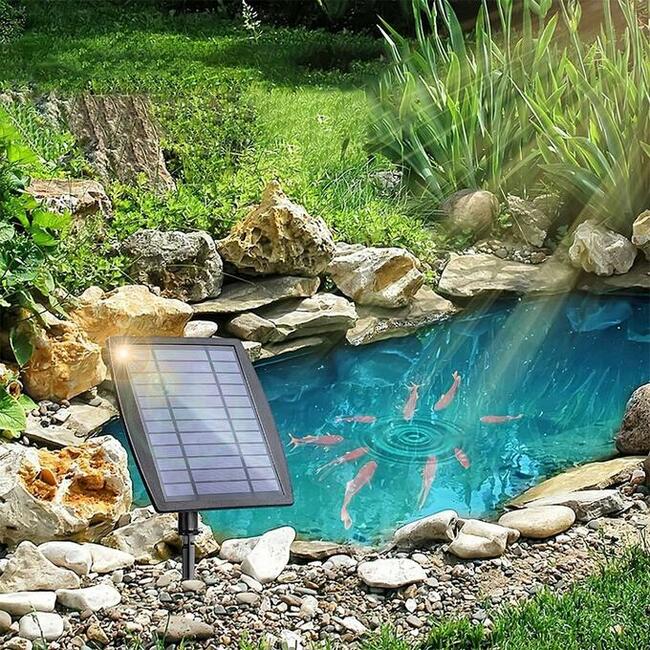 Napowietrzacz solarny.Pompa Tlenu.Akumulator.Staw.Oczko wody